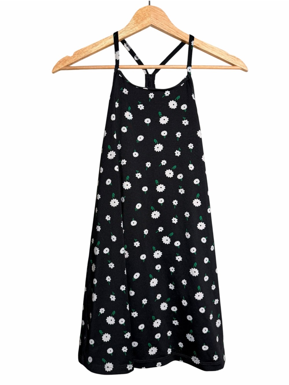 Hanna Andersson Black Floral Swing Dress with Spaghetti Straps